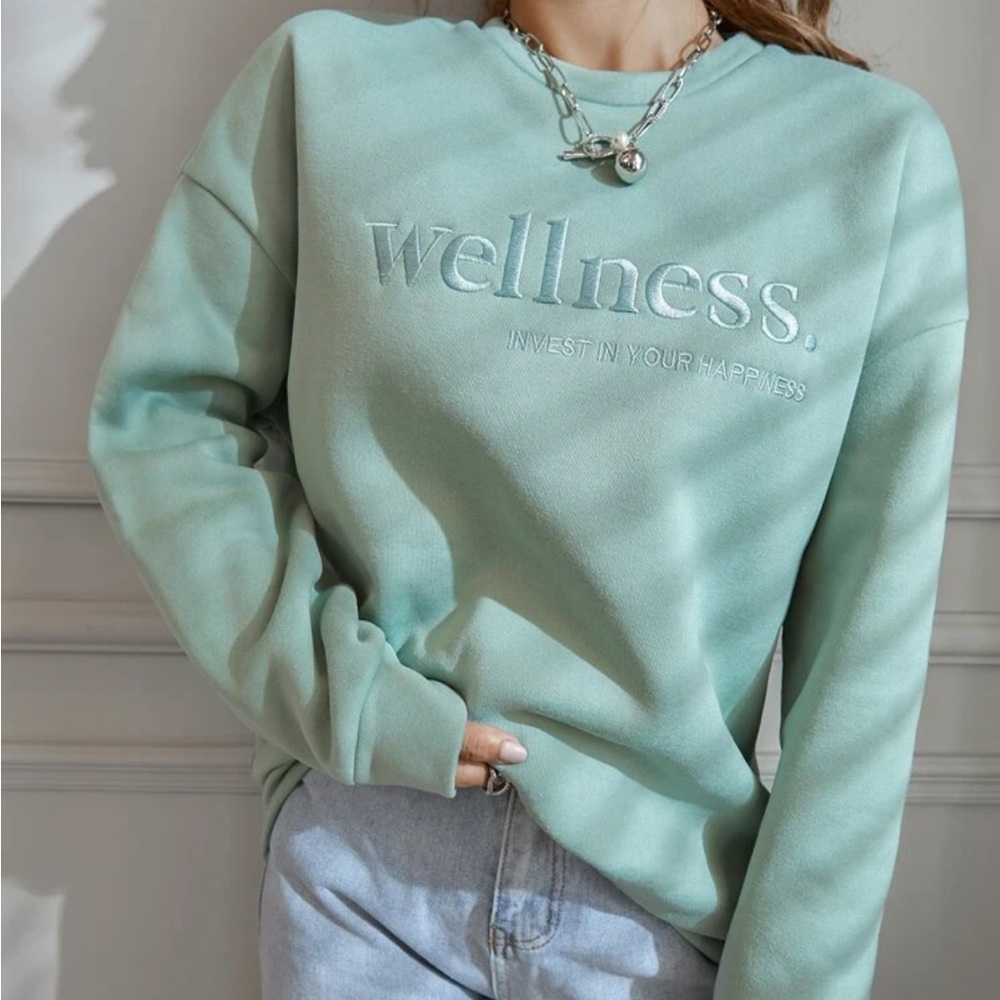 🟥 Embroidery Drop Shoulder Sweatshirt